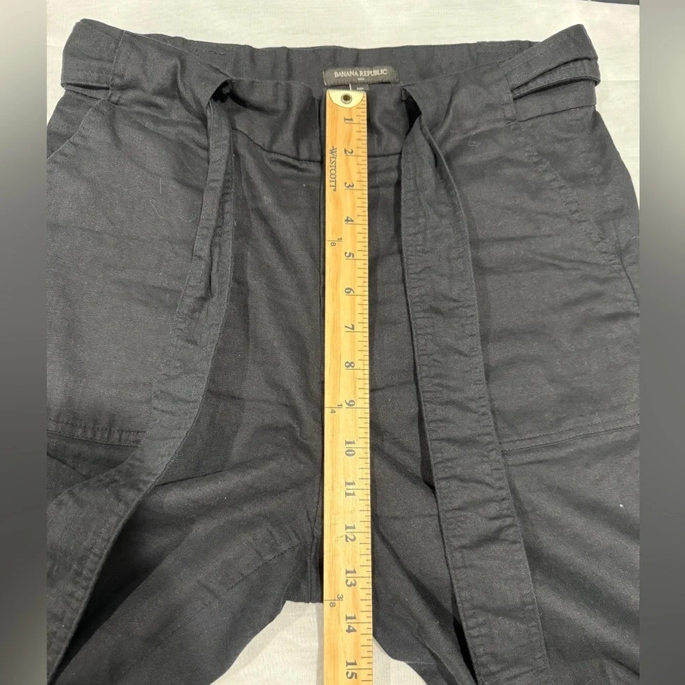Banana Republic Women’s Linen Cotton Straight Leg Belt Tie High Waist Pants 8